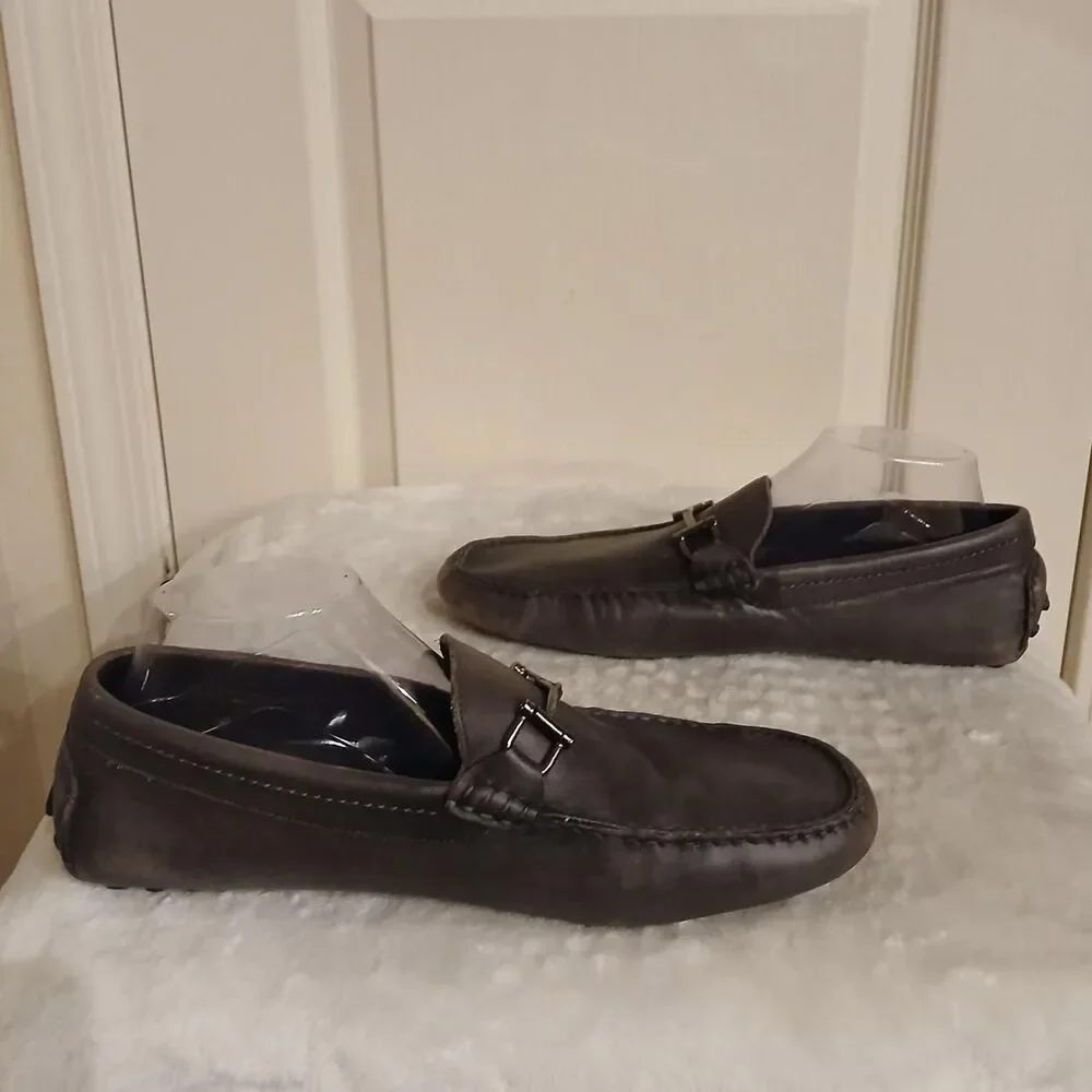 Gray Italian Leather Bit Driver Loafers by To Boot New York Adam 10 Old Money